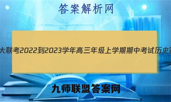 天一大联考 2022-2023学年高三年级上学期期中考试历史答案