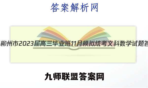 广西柳州市2023届高三毕业班11月模拟统考文科数学试题答案