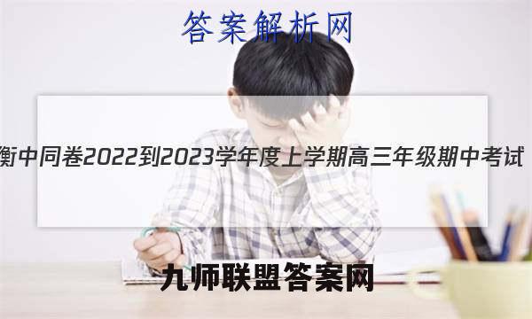 衡中同卷 2022-2023学年度上学期高三年级期中考试(新教材版L)物理答案