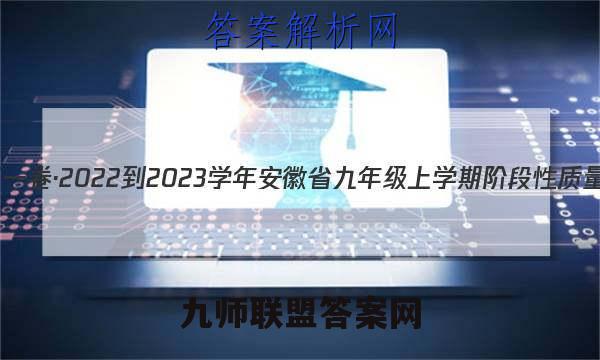 安徽第一卷·2022-2023学年安徽省九年级上学期阶段性质量监测(三)3数学(人教版)试题答案