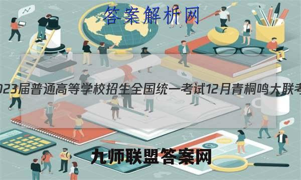 2023届普通高等学校招生全国统一考试 12月青桐鸣大联考(高三)(新教材)地理试卷答案(更新中)