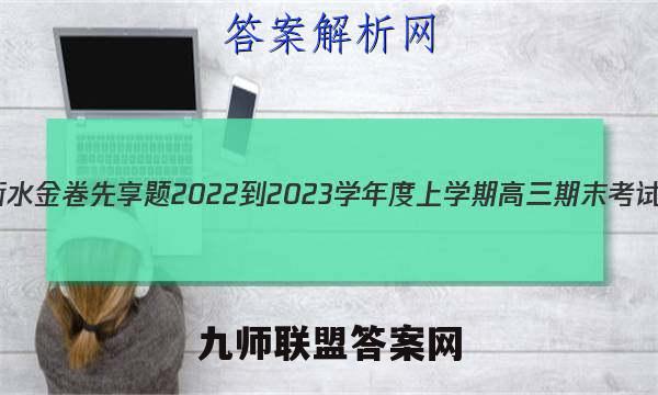 衡水金卷先享题2022-2023学年度上学期高三期末考试(湖南专版)地理试卷答案(更新中)