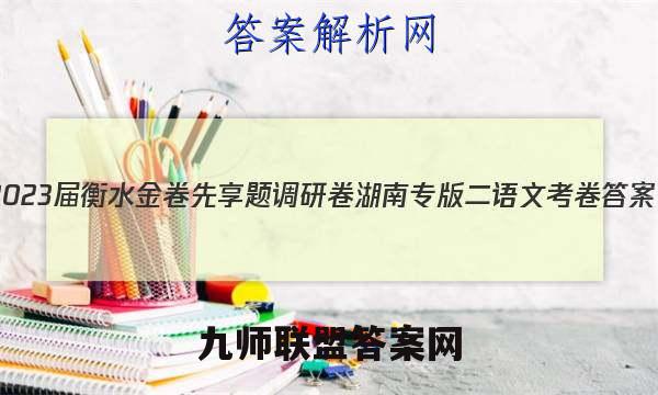 2023届衡水金卷先享题调研卷 湖南专版 二语文 考卷答案