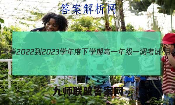 衡水金卷先享题·月考卷 2022-2023学年度下学期高一年级一调考试·月考卷化学试题答案